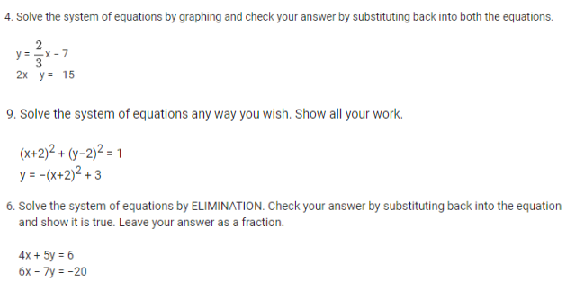 PLEASE HELP!! 4. Solve the system of equations by