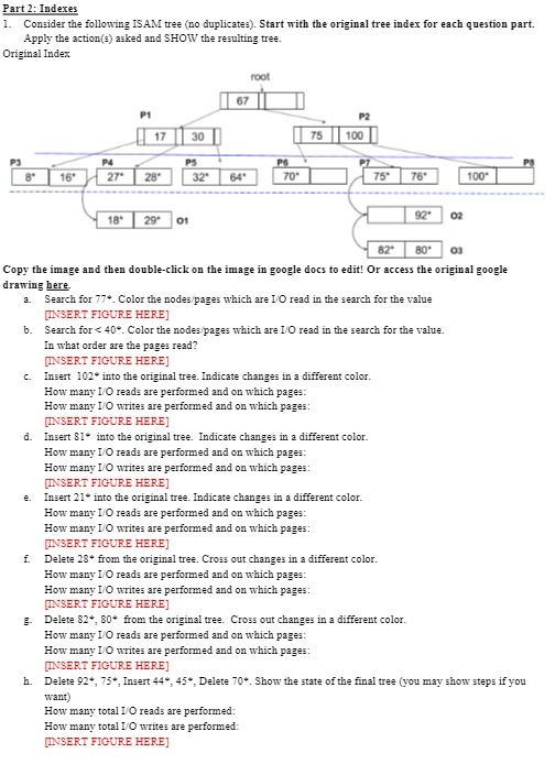 Part 2: Indexes 1. Consider the following ISAM