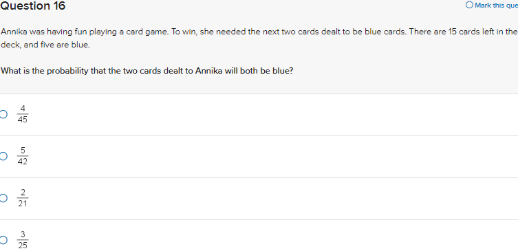 Question 16 O Mark this que Annika was having fun