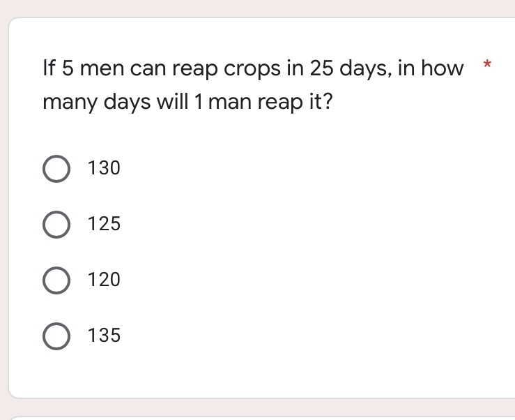 In 5 mins If 5 men can reap crops in 25 days, in