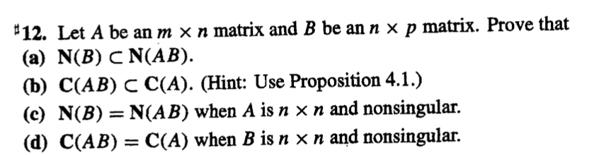 #12. Let A be an m x n matrix and B be an n x p