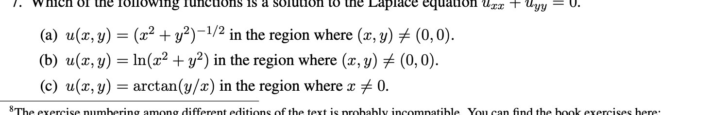 1. which of the following functions is a solution