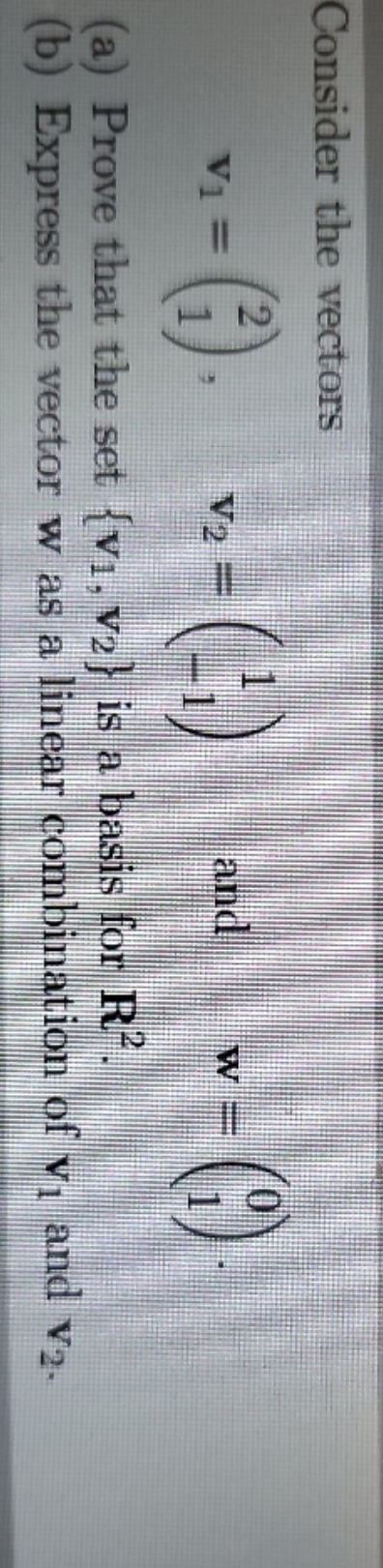 consider the vectors Consider the vectors V1 (3)