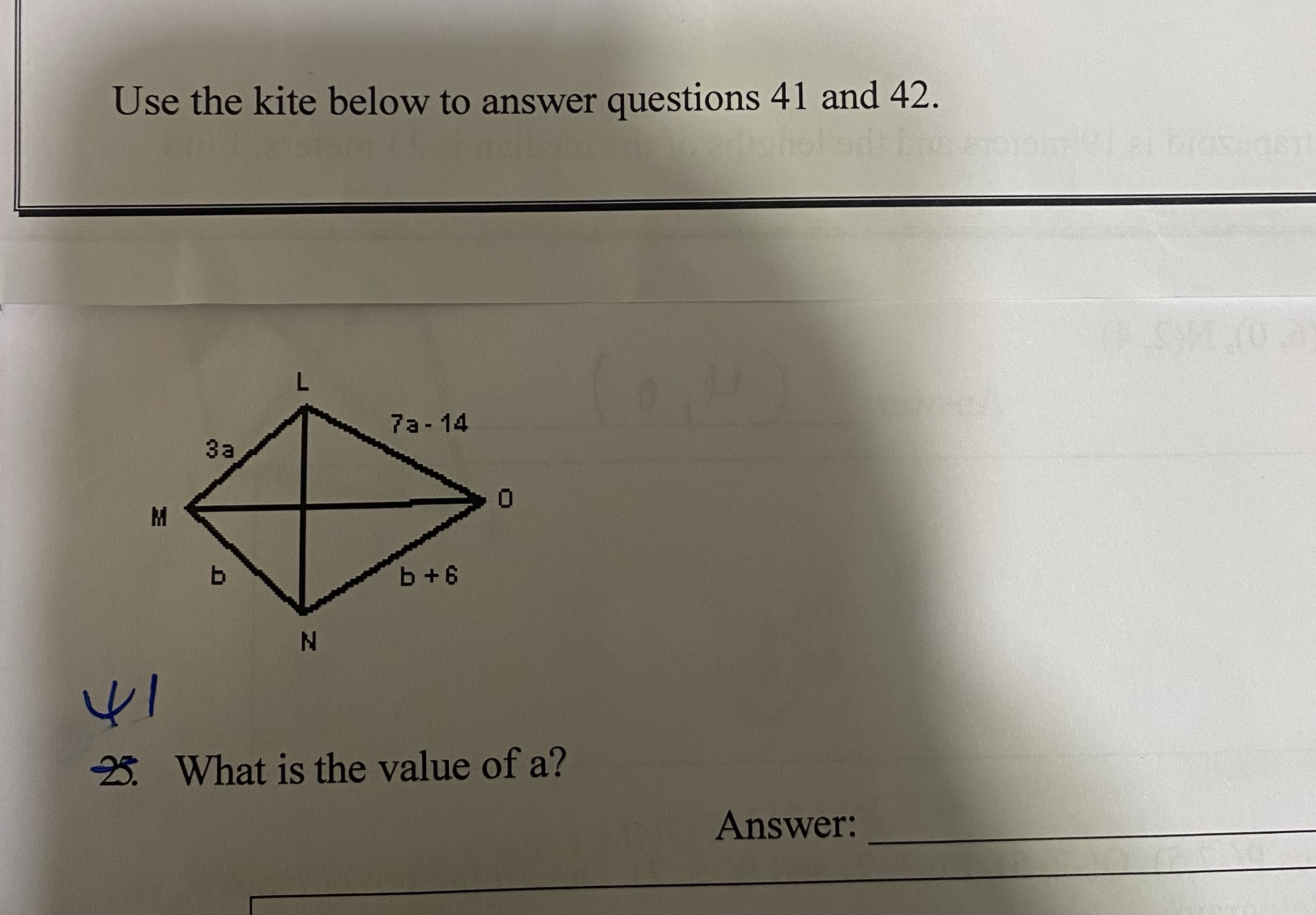Use the kite below to answer questions 41 and 42.