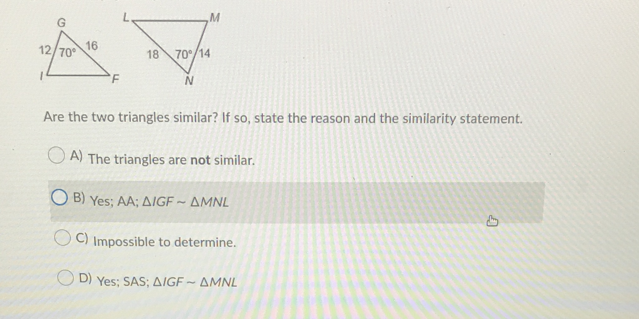 M G 12/70 16 18 70/14 F N Are the two triangles
