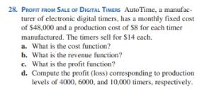 28. PROFIT FROM SALE OF DIGITAL TIMERS AutoTime,