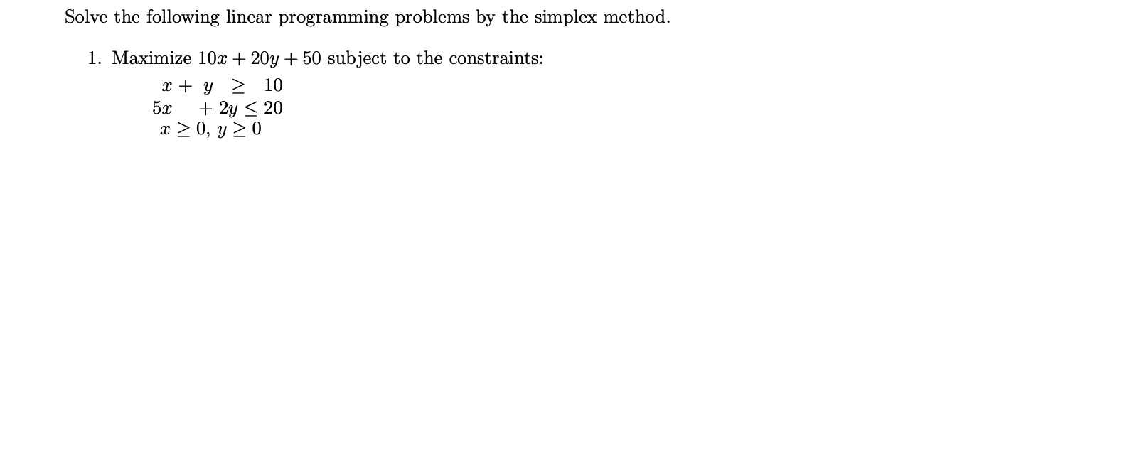 Solve the following linear programming problems