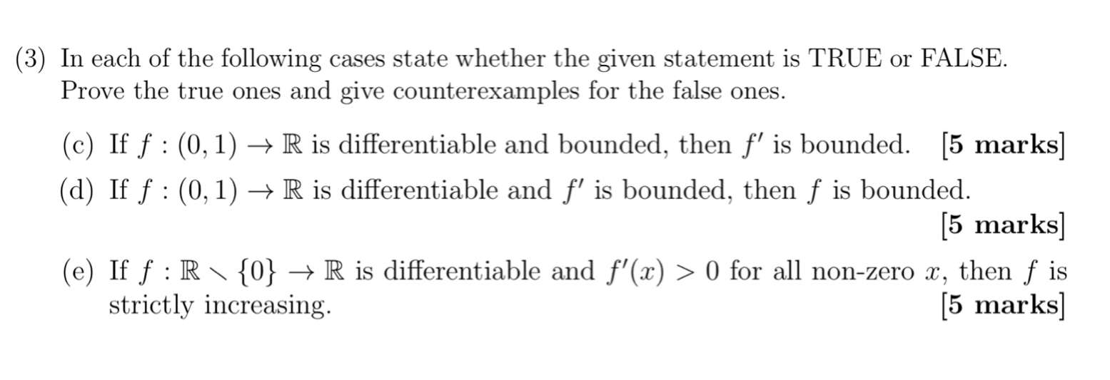 (3) In each of the following cases state whether