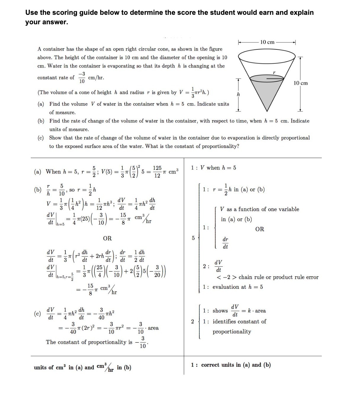 Use the scoring guide below to determine the