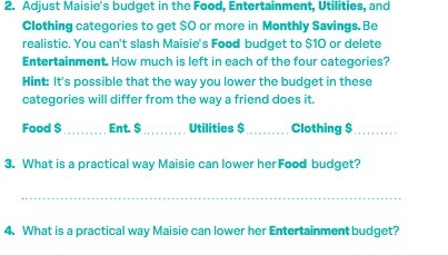 2. Adjust Maisie's budget in the Food,