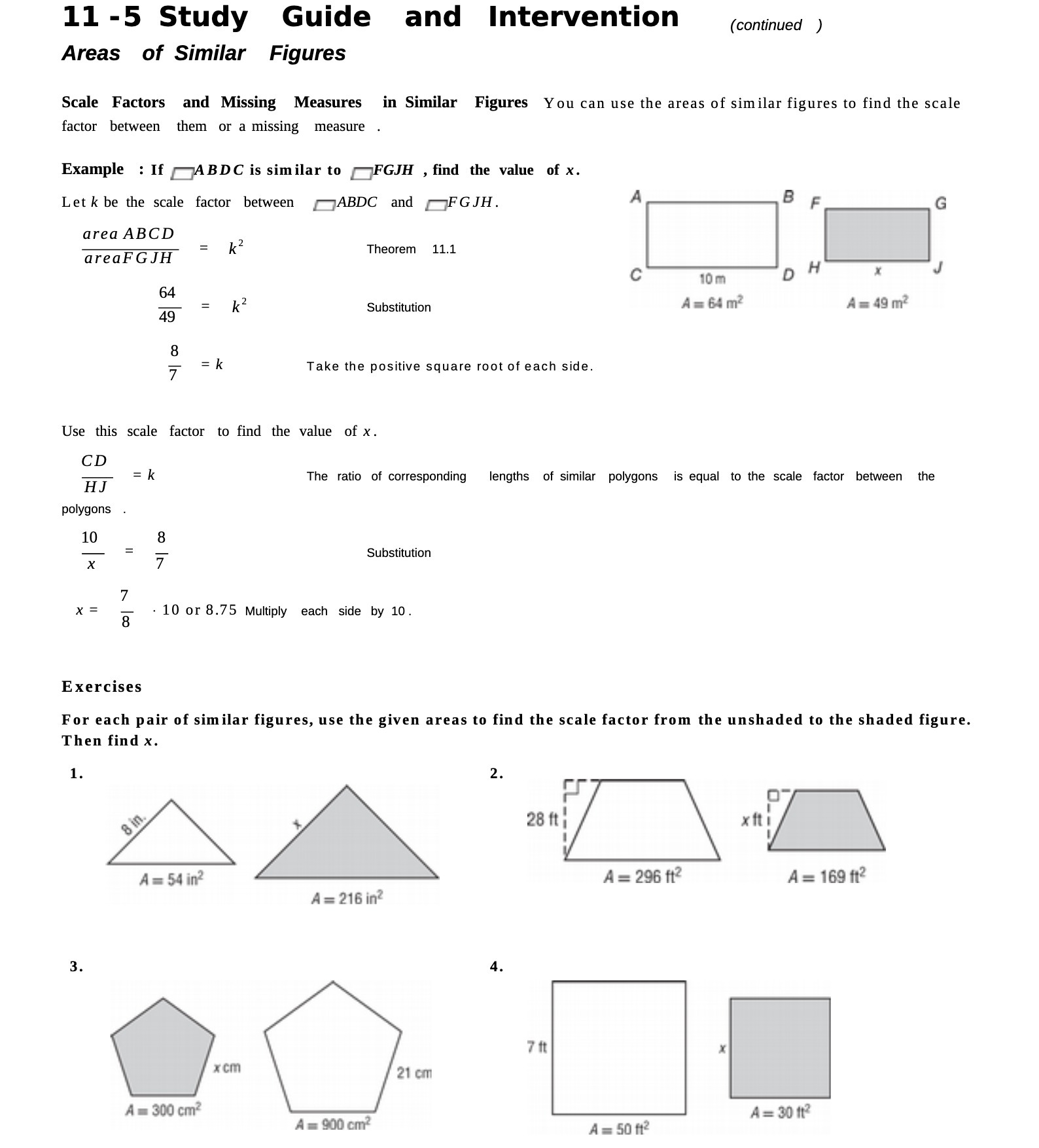 11 -5 Study Guide and Intervention (continued )