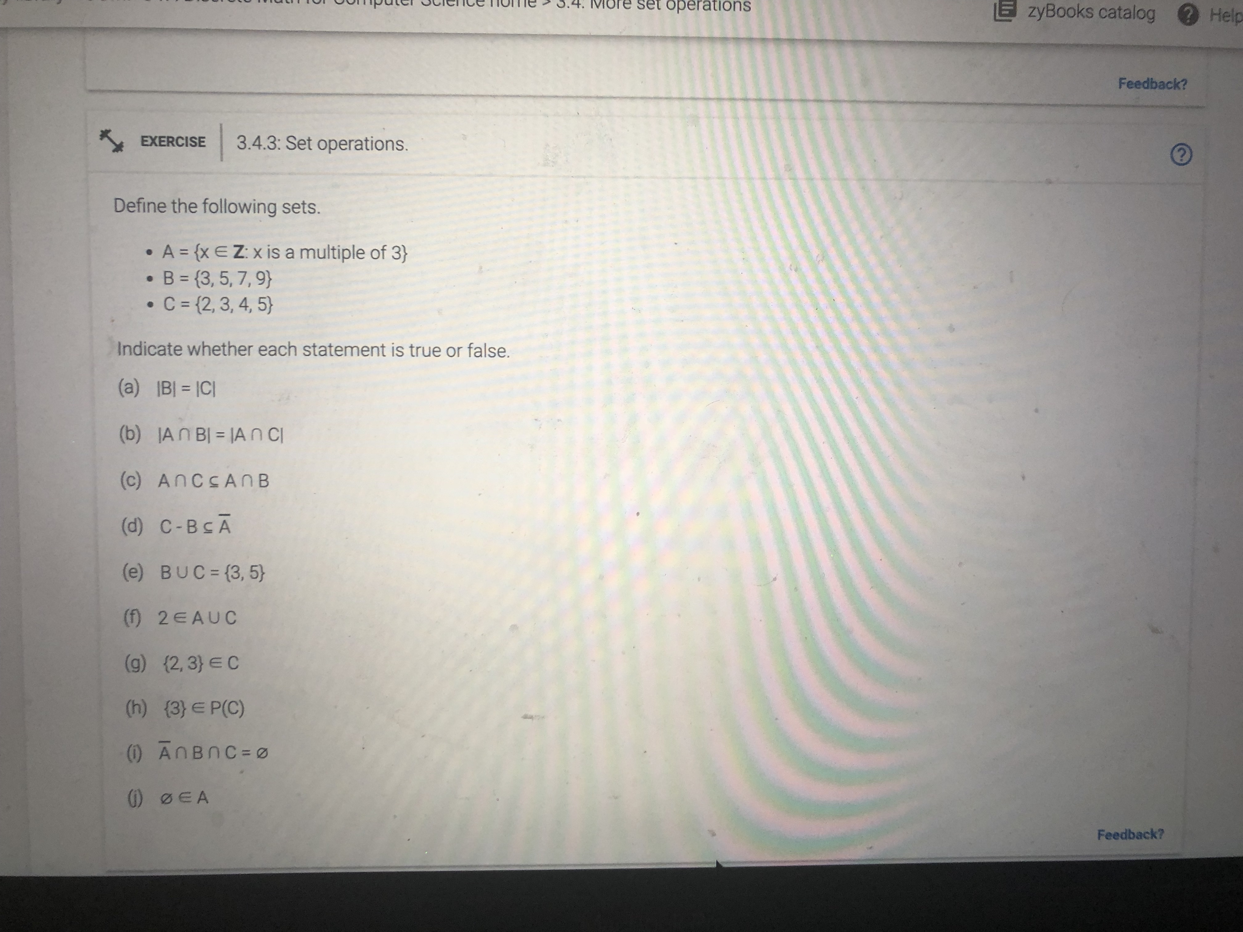 EXERCISE 3.3.1: Unions and intersections of sets.