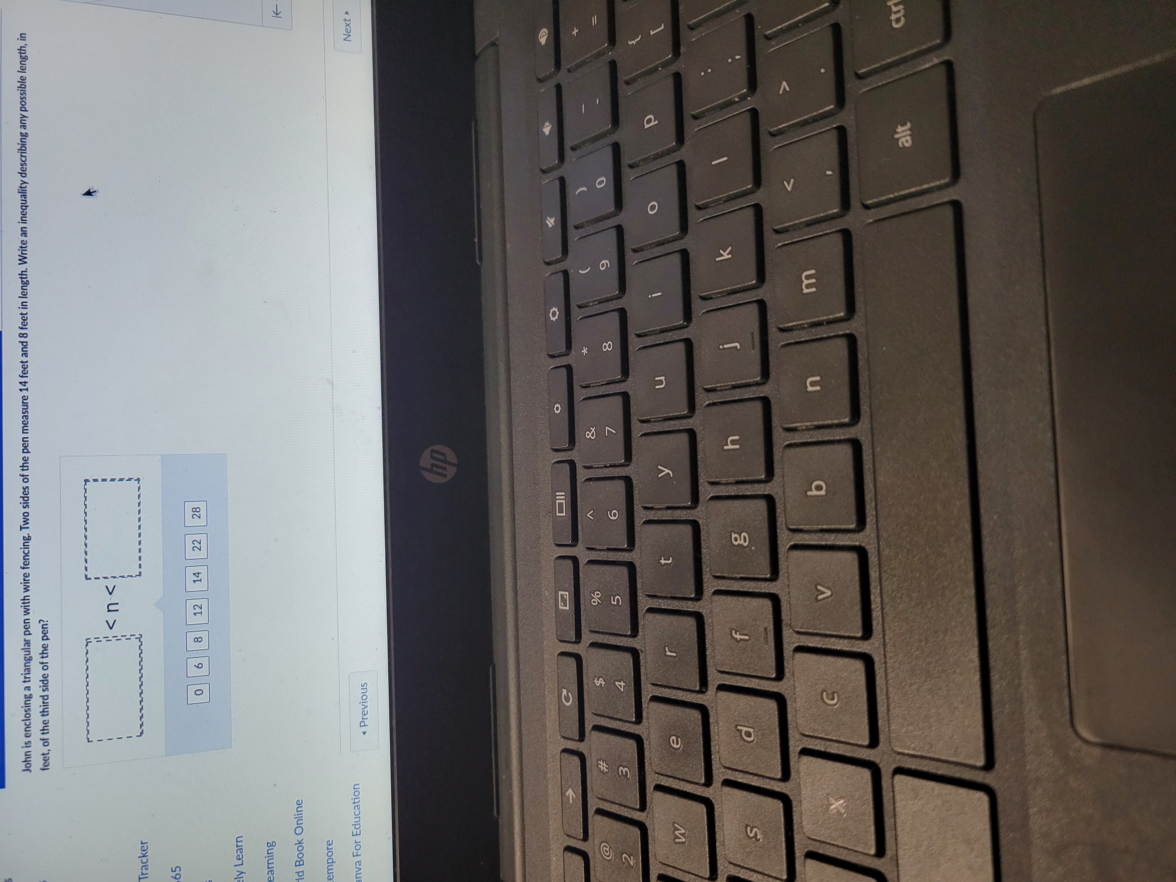 John is enclosing a triangular pen with wire