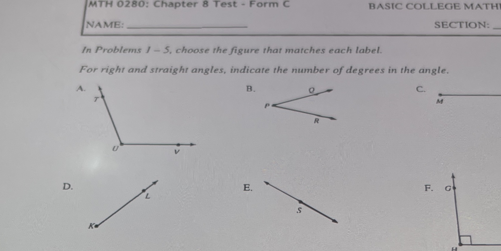MTH 0280: Chapter 8 Test - Form C BASIC COLLEGE