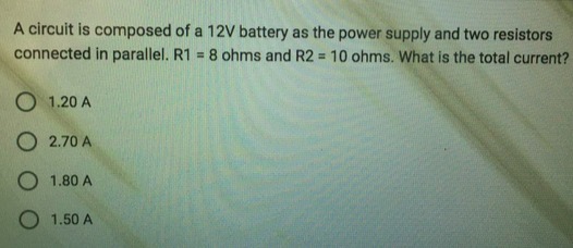 A circuit is composed of a 12V battery as the