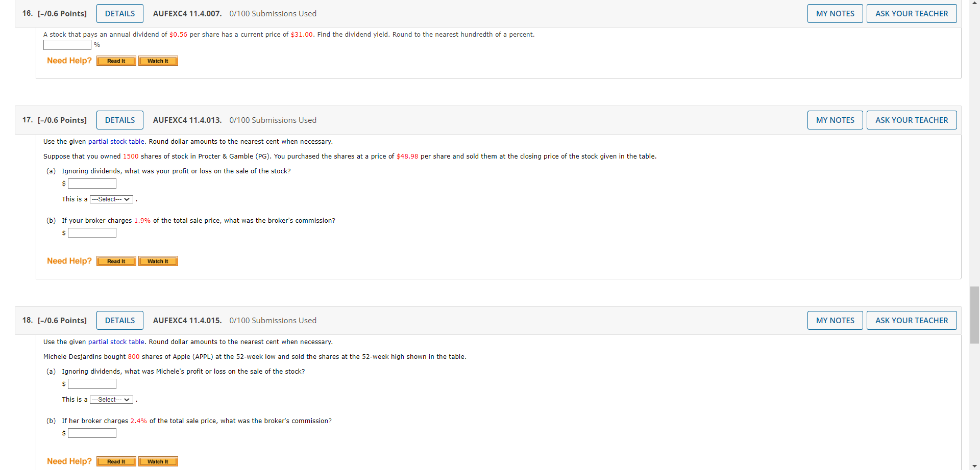 16. [-/0.6 Points] DETAILS AUFEXC4 11.4.007.