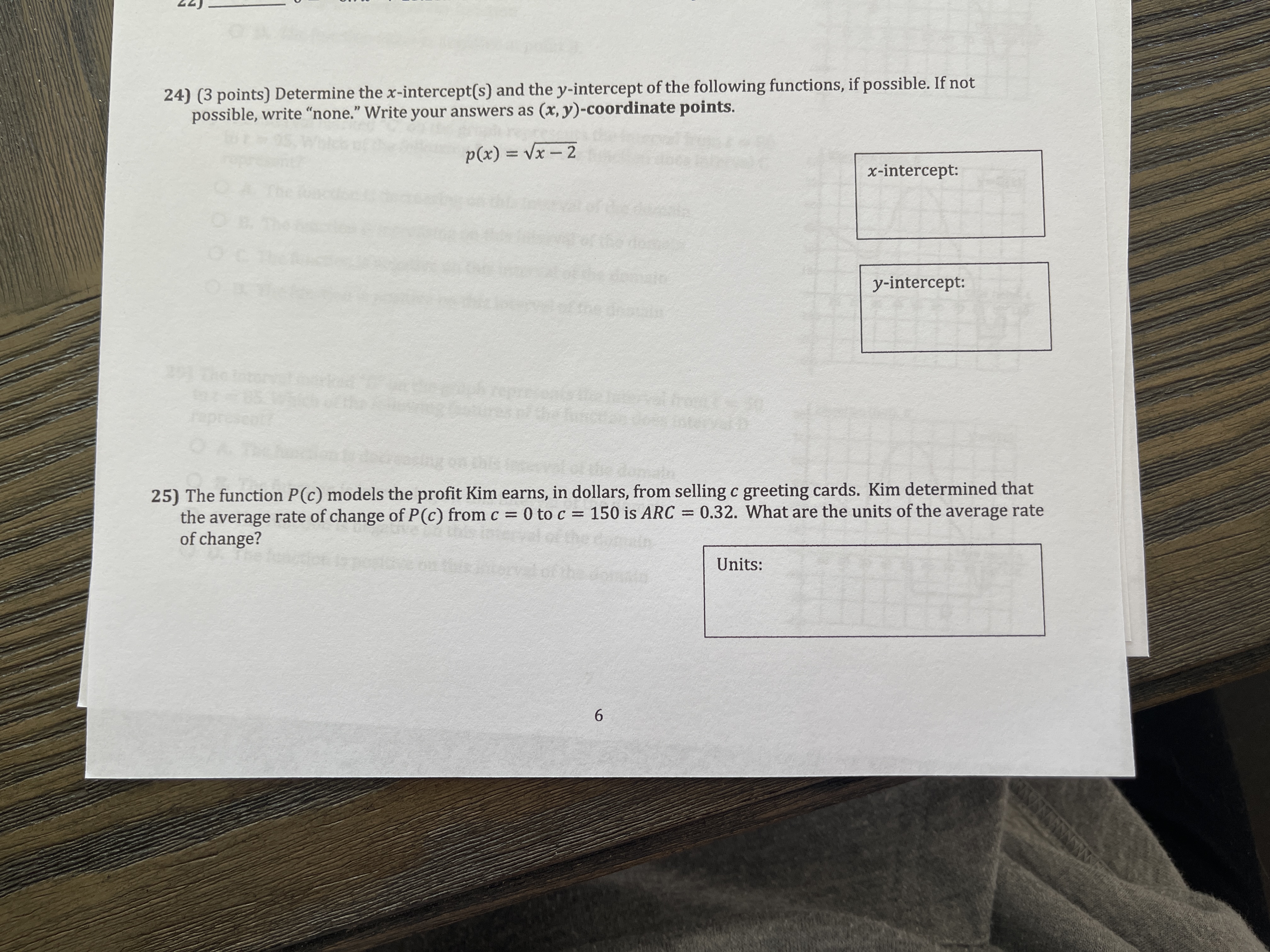 24) (3 points) Determine the x-intercept(s] and