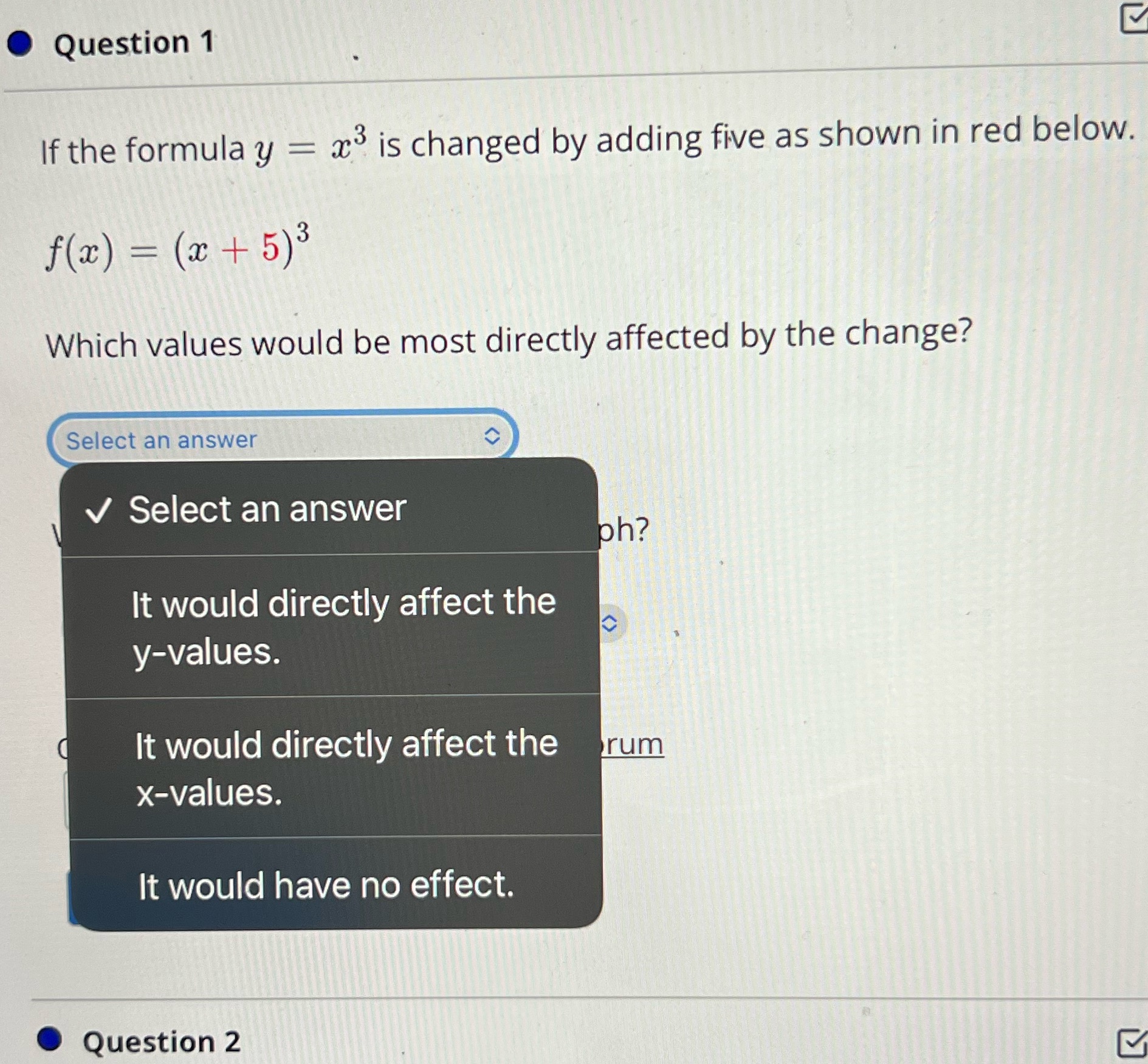 Math help 0 Question 1 l3 if the formula y = 3:3