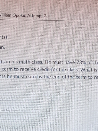 Jon has 786 points in his math class. He must