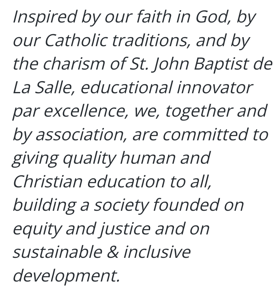 Inspired by our faith in God, by our Catholic