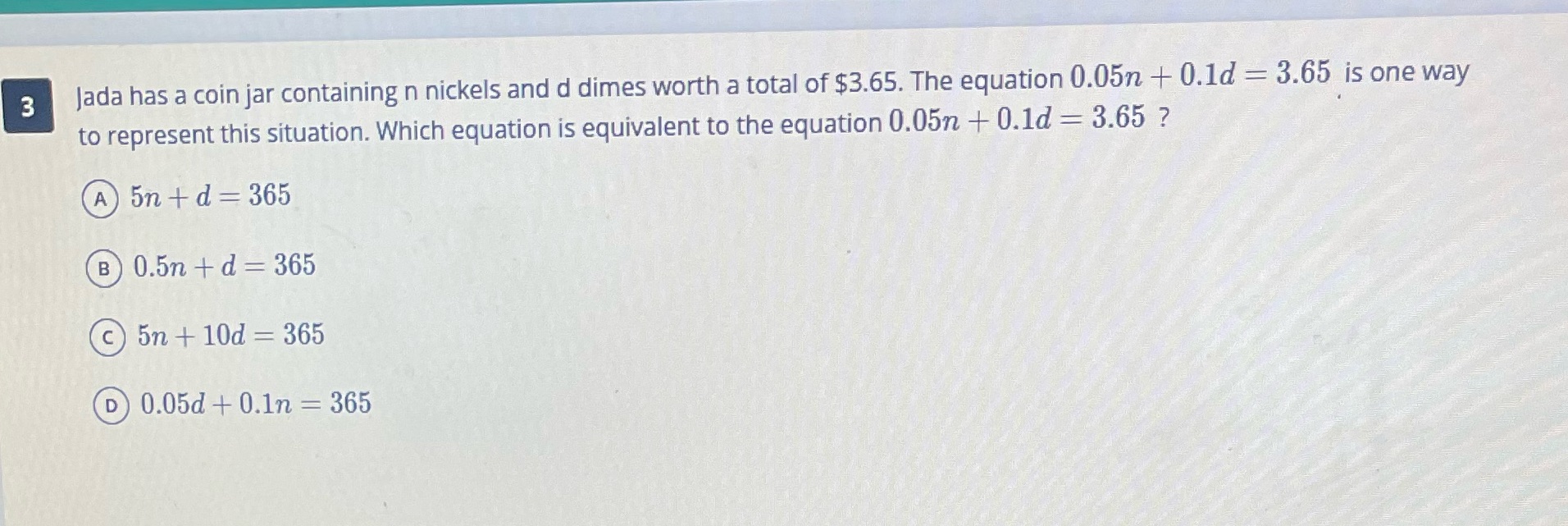 3 Jada has a coin jar containing n nickels and d