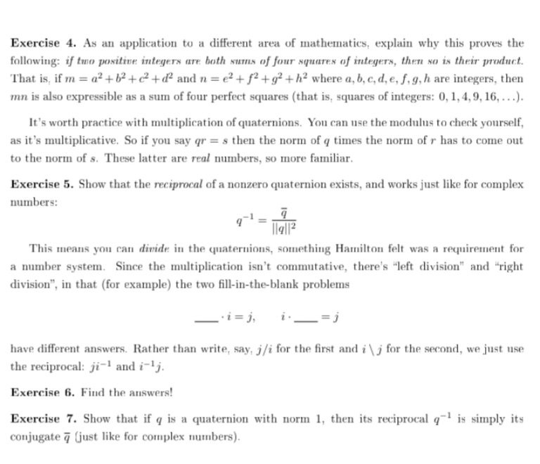 It's about linear Algebra: Hamilton's Quaternion