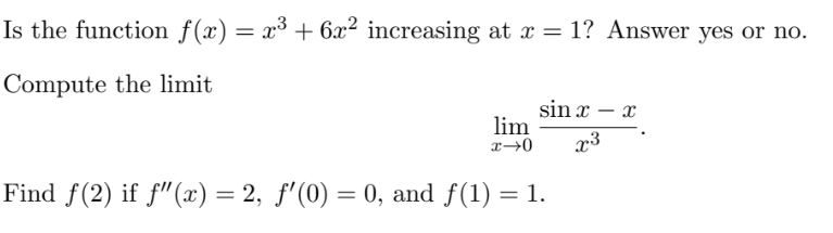 Is the function f(:i:) = 3:3 + 6:172 increasing