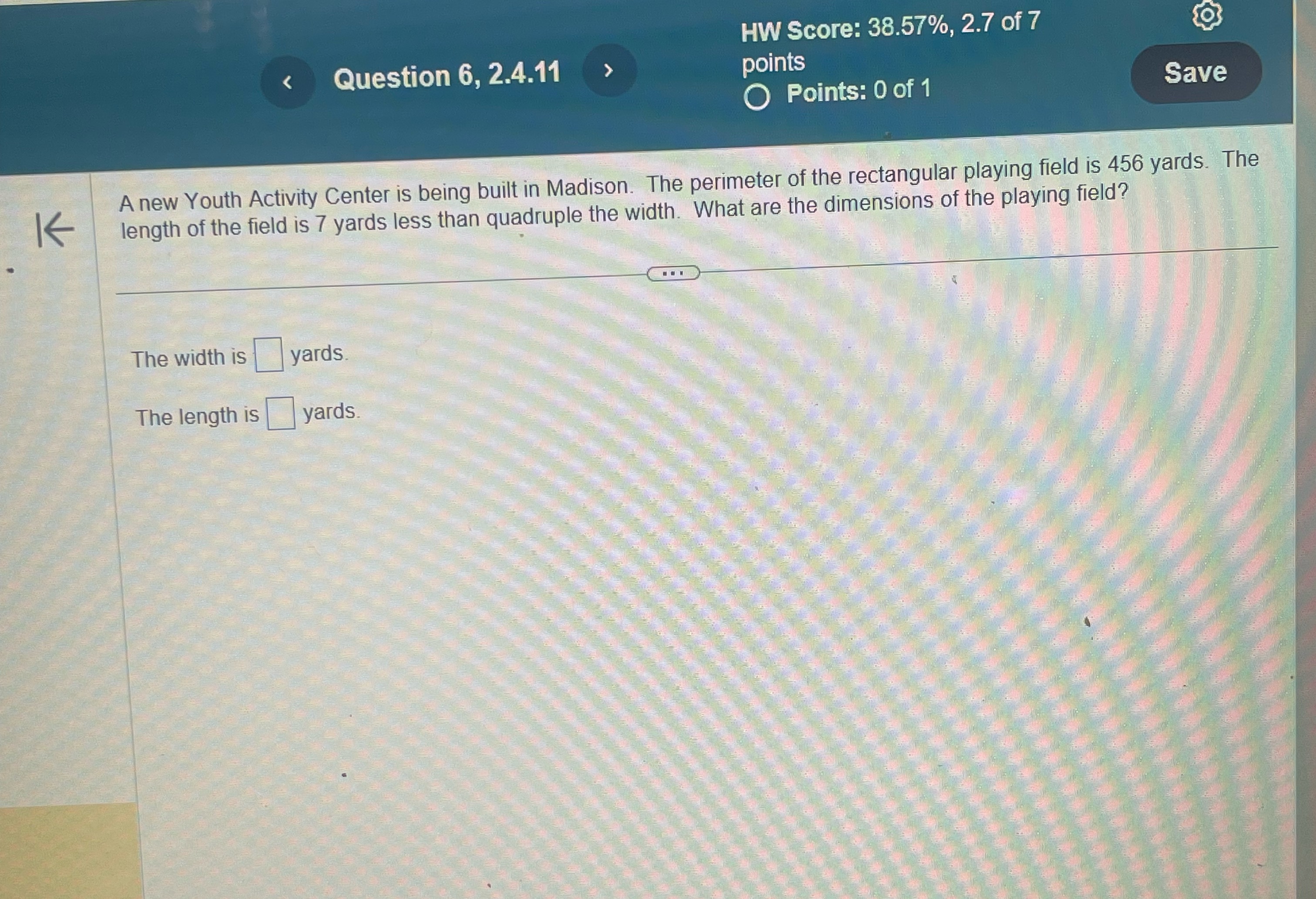 HW Score: 38.57%, 2.7 of 7 O Question 6, 2.4.11