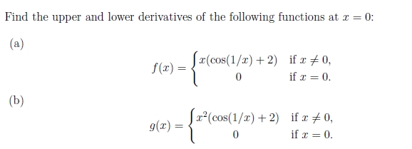Find the upper and lower derivatives of the