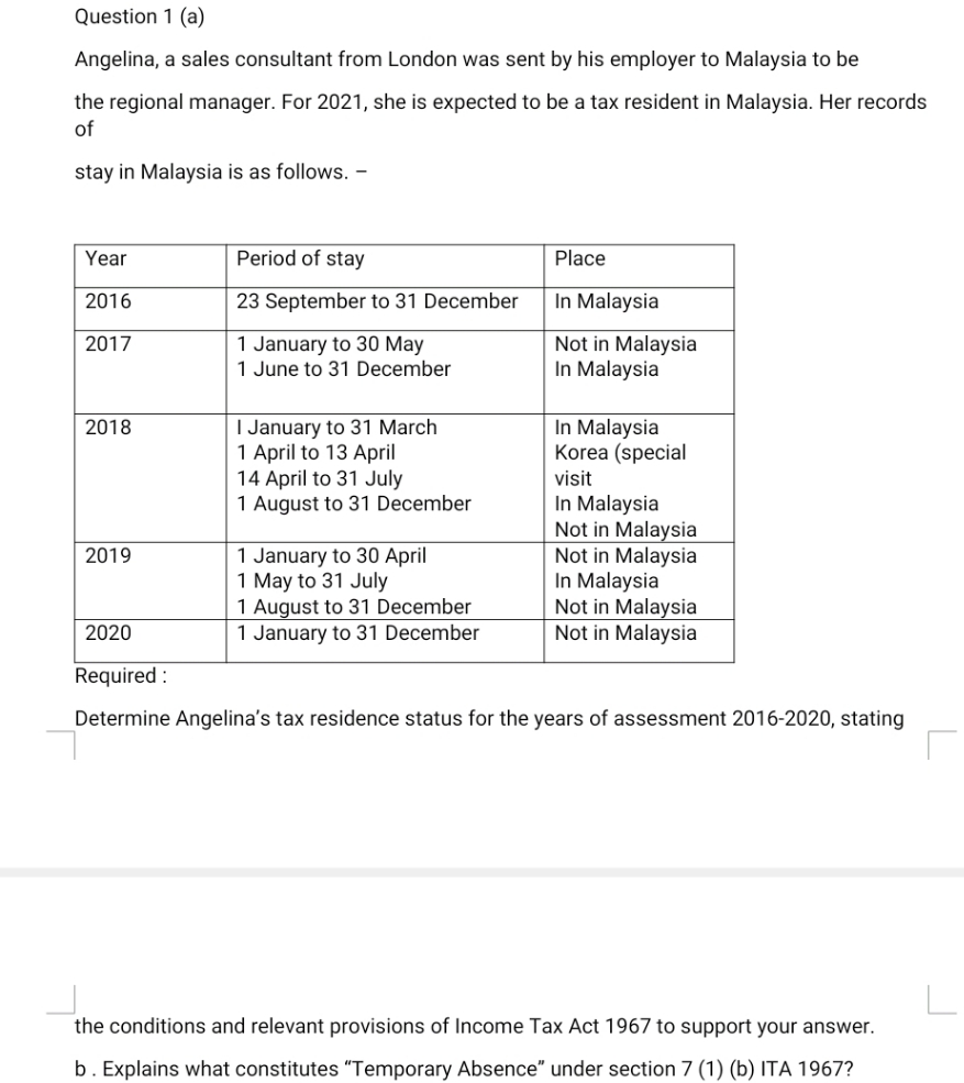 introduction of taxation Question 1 (a) Angelina,
