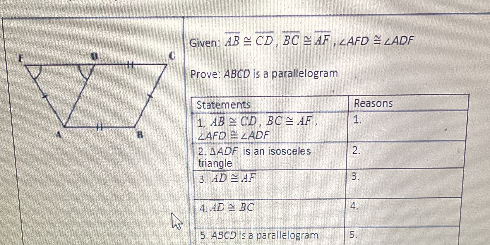 Determine the reason for step 4. Given: ABE CD ,