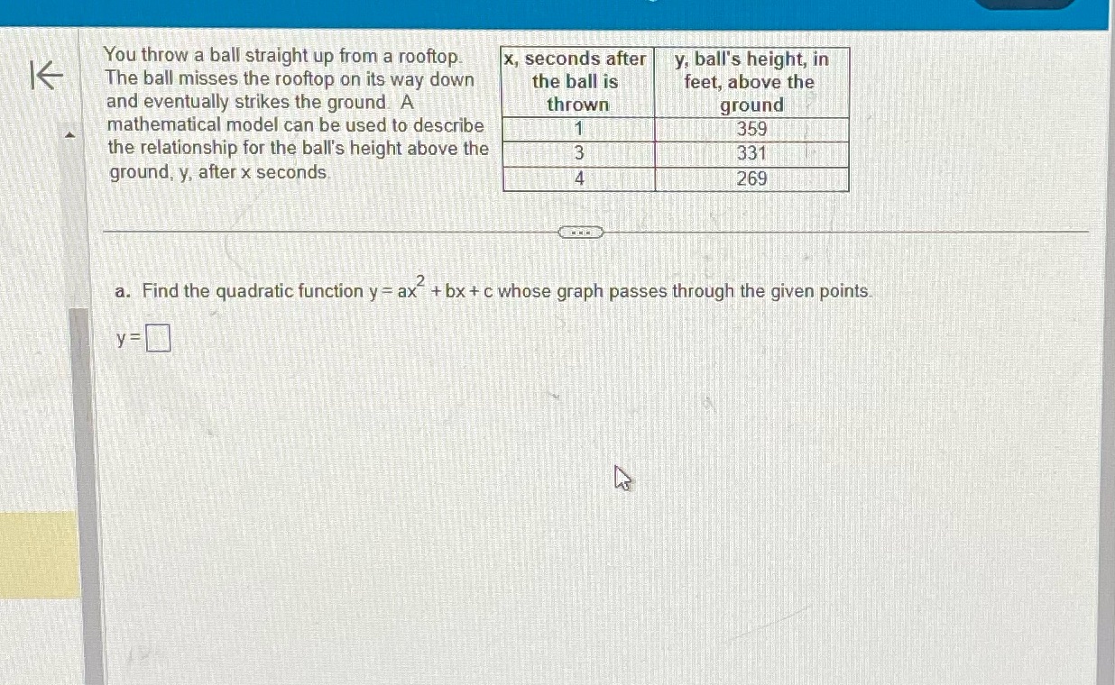 K You throw a ball straight up from a rooftop. x,