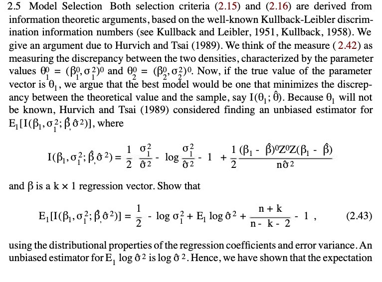 2.5 Model Selection Both selection criteria
