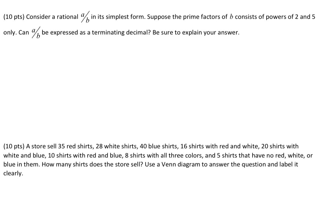 (10 pts] Consider a rational a in its simplest