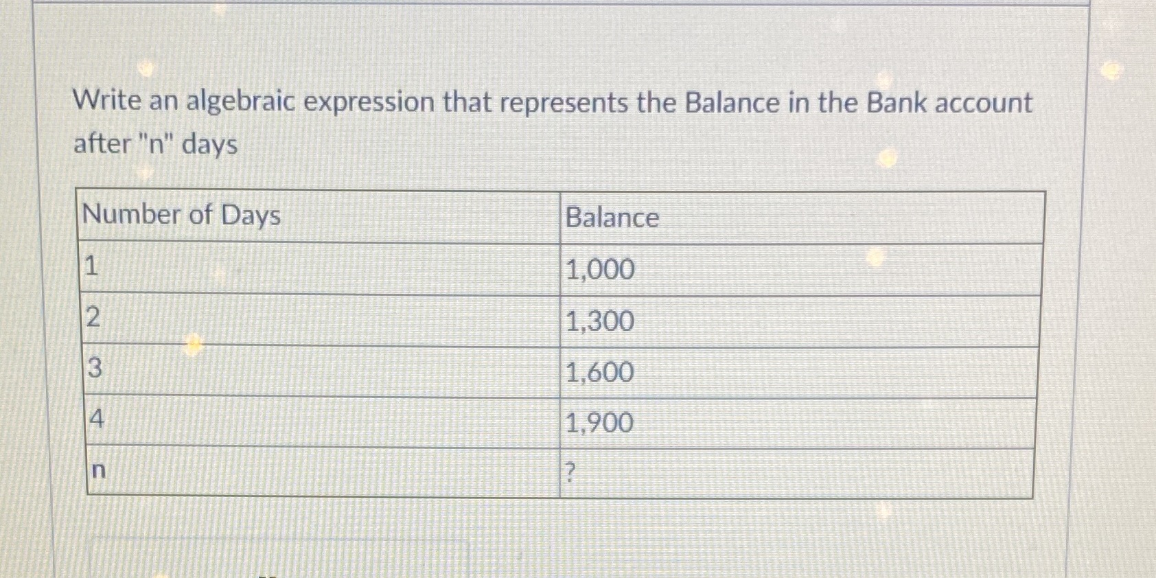 Write an algebraic expression that represents the