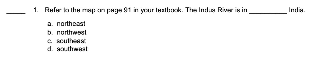 1. Refer to the map on page 91 in your textbook.