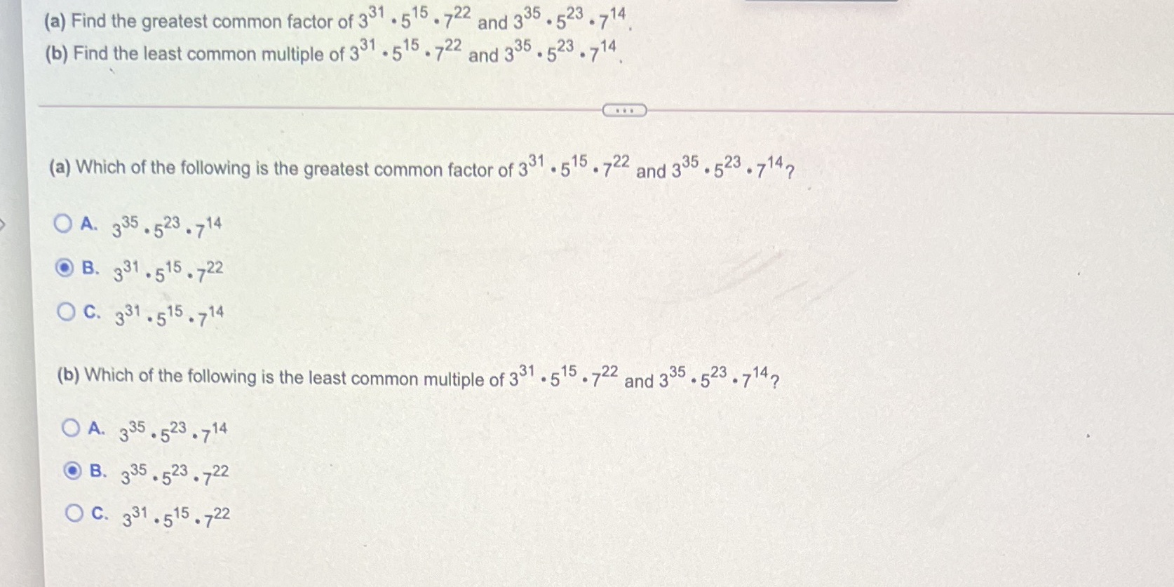 (a) Find the greatest common factor of 351 . 515