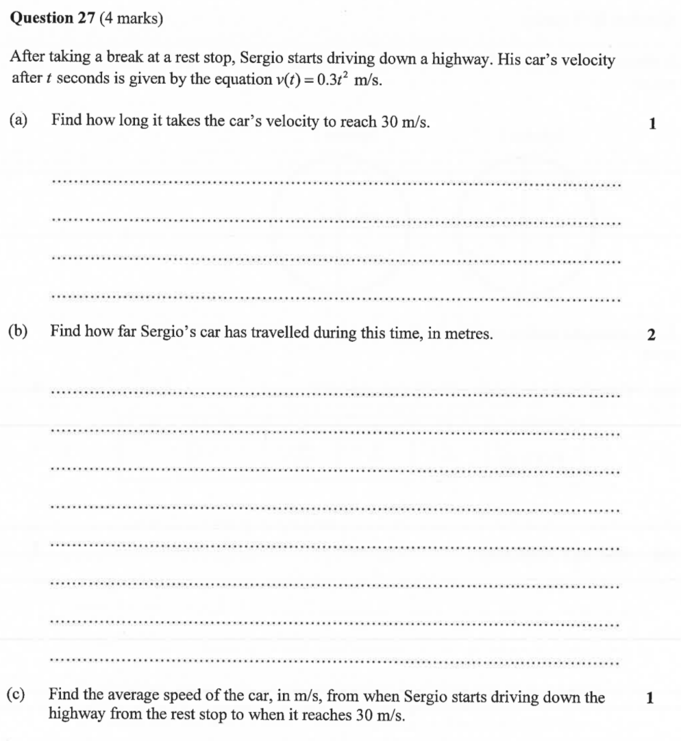 Question 27 (4 marks) After taking a break at a