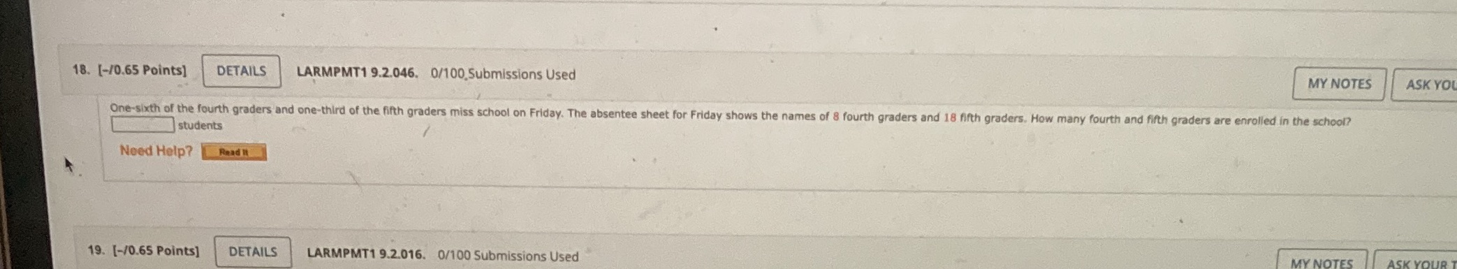 18. [-/0.65 Points] DETAILS LARMPMT1 9.2.046.