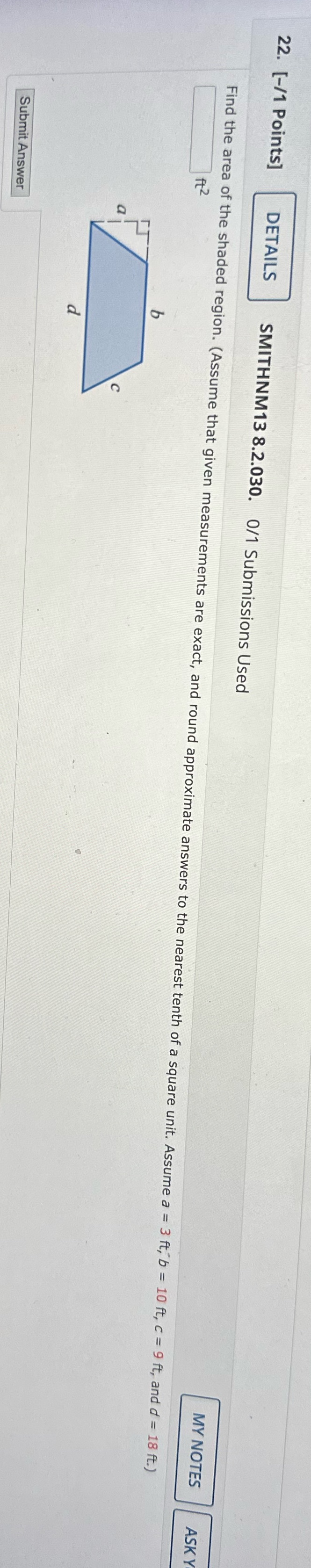 22. [-/1 Points] DETAILS SMITHNM13 8.2.030. 0/1