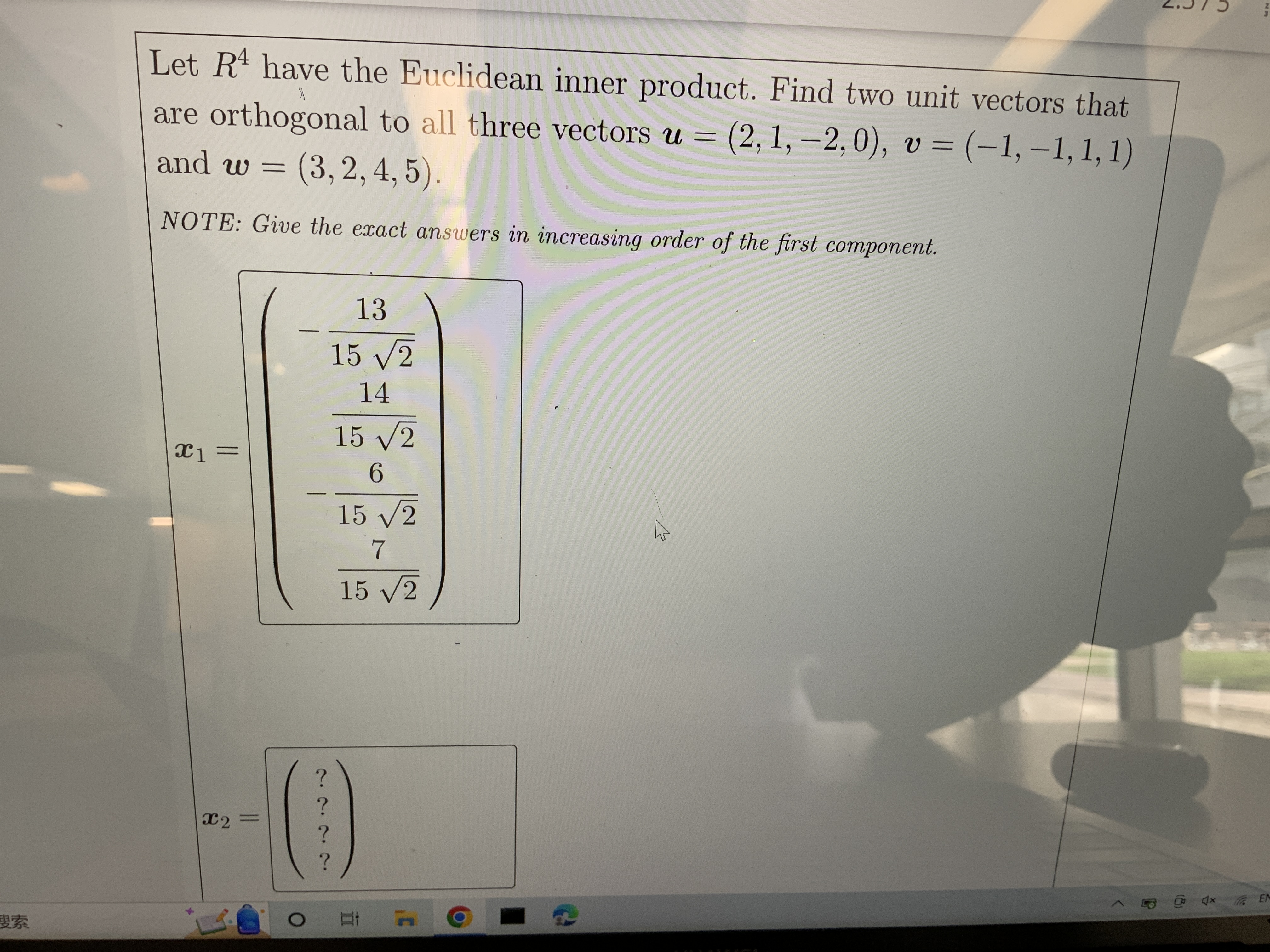 Let RA have the Euclidean inner product. Find two