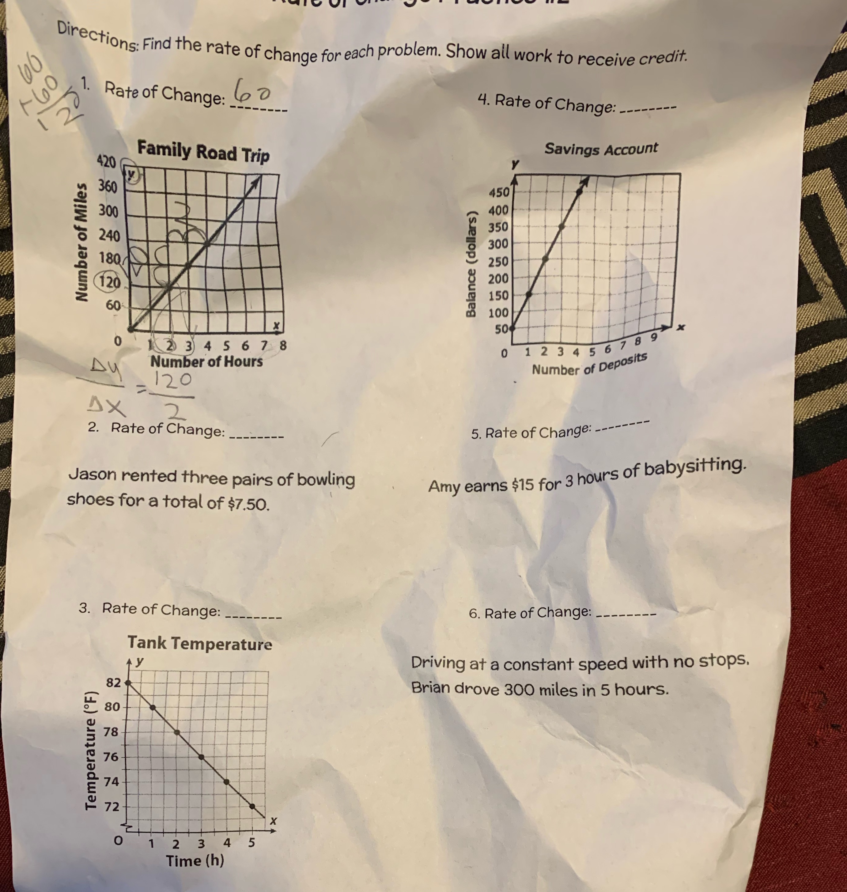 100 Directions: Find the rate of change for each