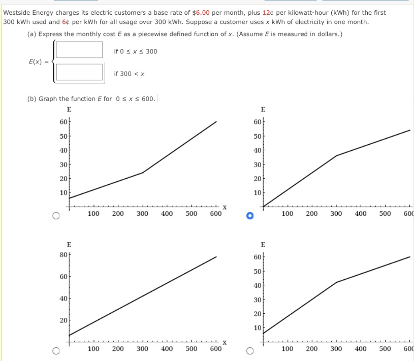 Westside Energy charges its electric customers a