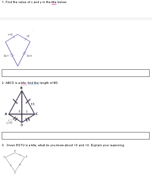 1. Find the value of * and y in the ktie below