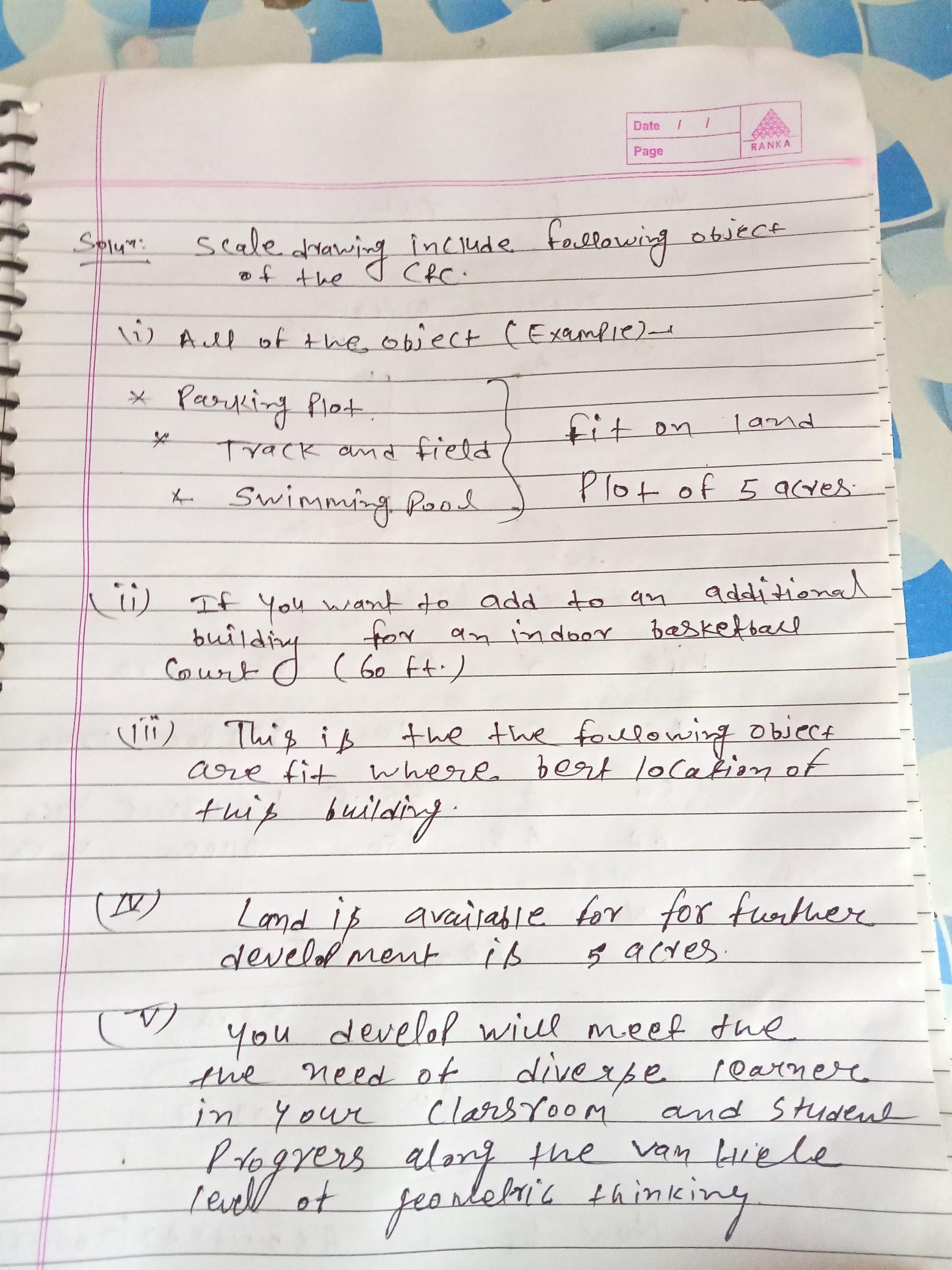 Date / Page RANKA Scale drawing include following