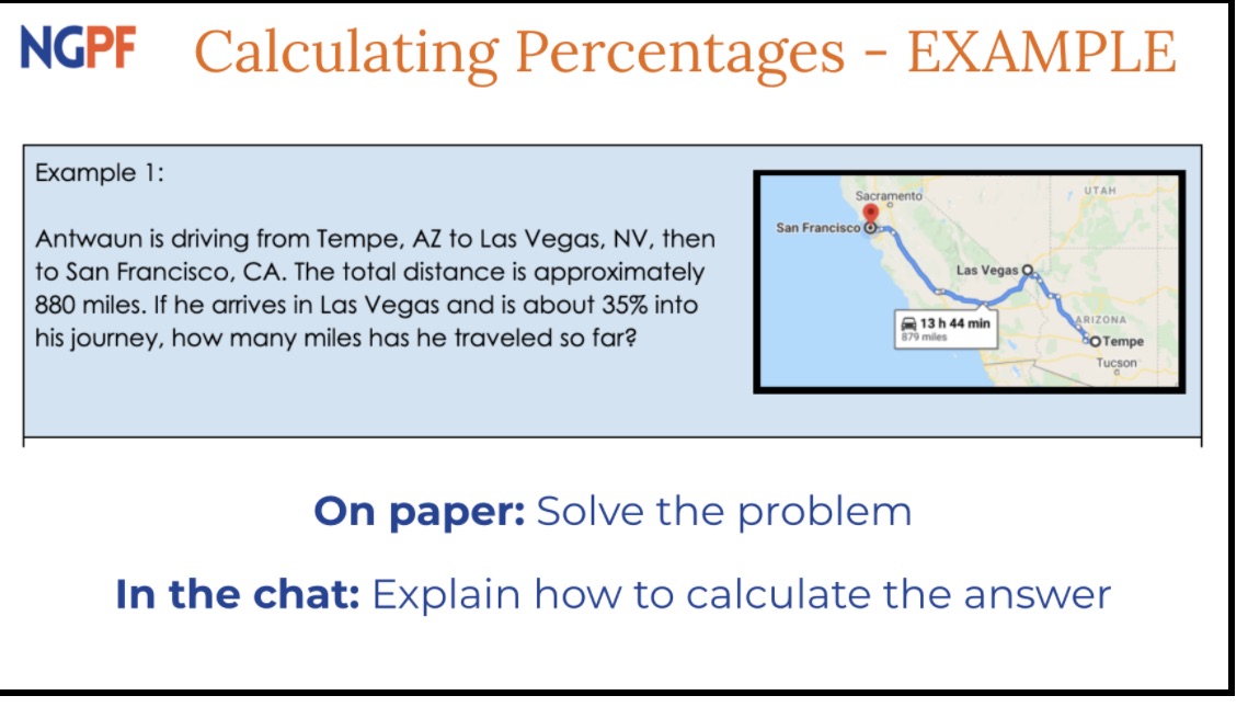 NGPF Calculating Percentages - EXAMPLE Example 1: