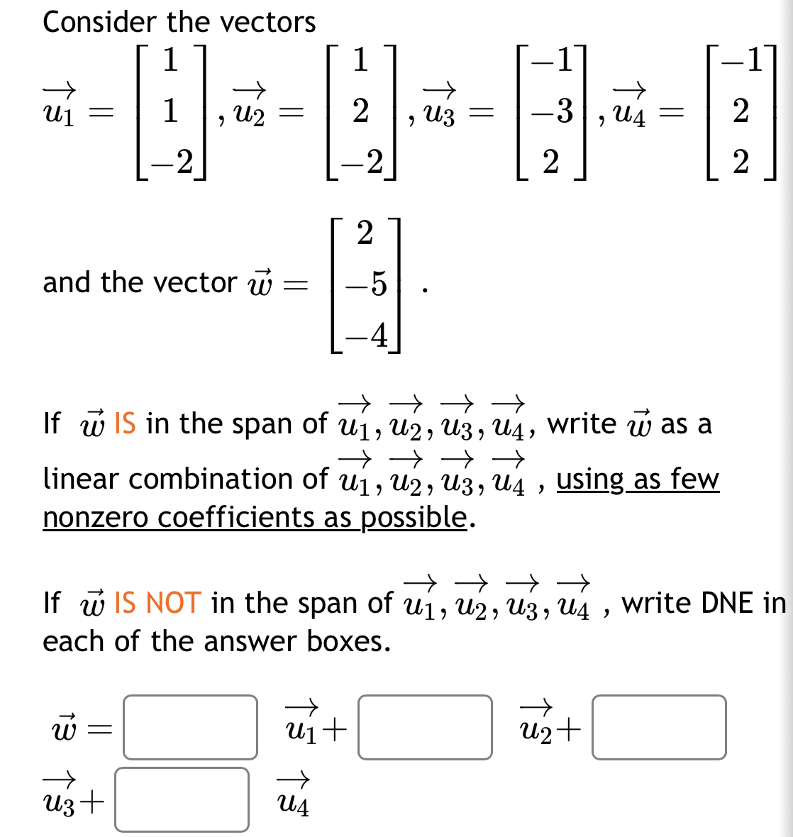 Consider the vectors 1 1 1 1 a a  style=