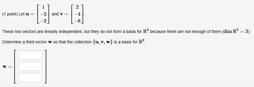 1 2 {'1 point} Letu = 3 and v = 4 2 These