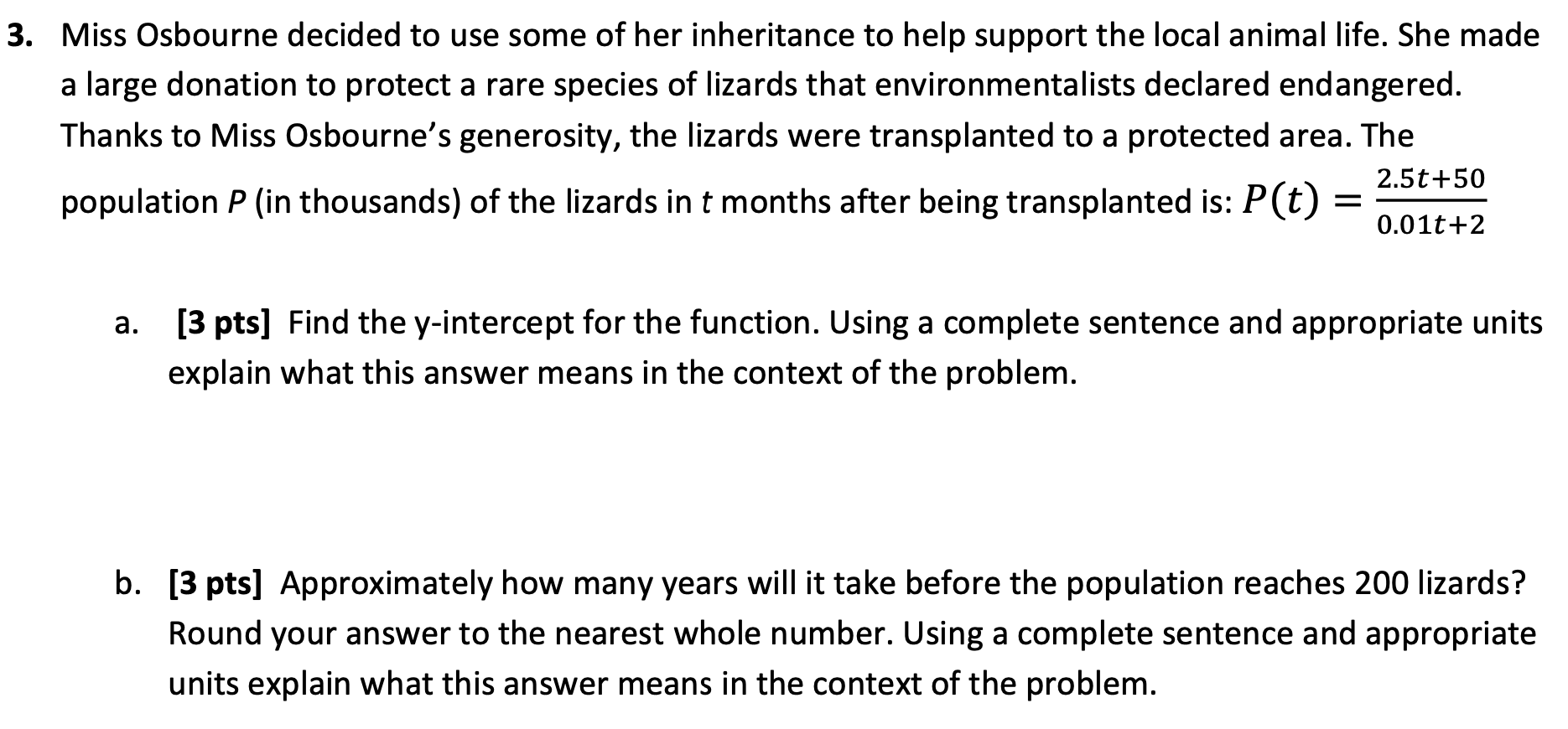 3. Miss Osbourne decided to use some of her