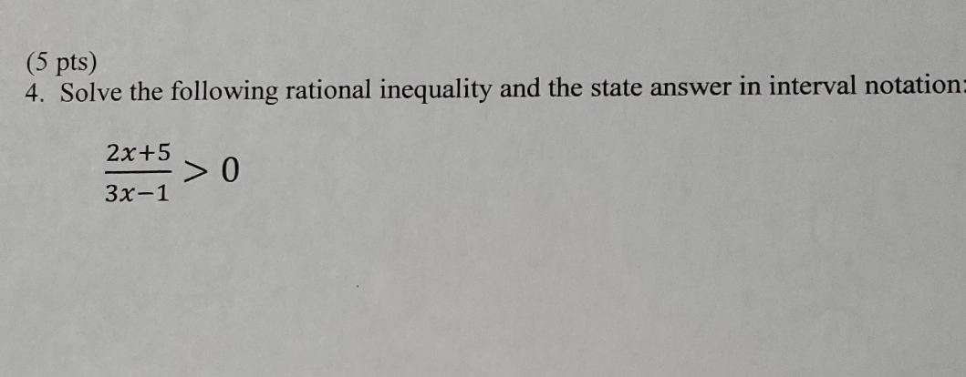 I need help.. (5 pts) 4. Solve the following